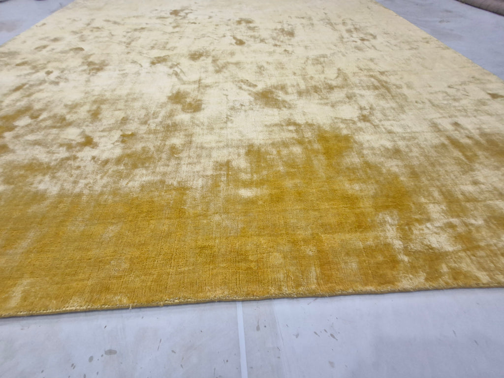 Yellow Hand-Loomed Viscose Silk Rug