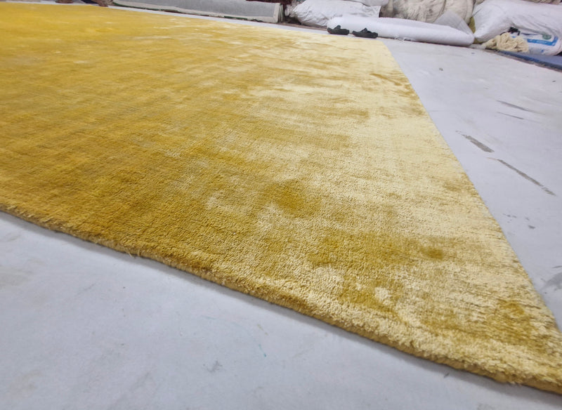 Turmeric yellow Hand-Loomed Viscose Silk Rug