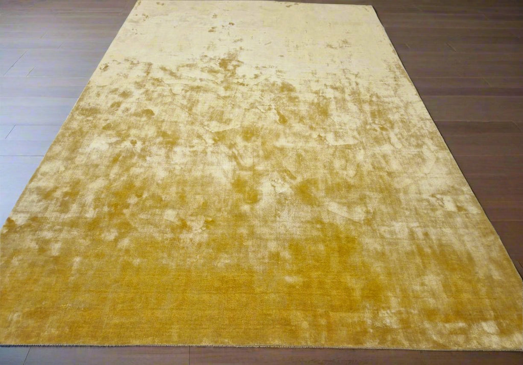 Yellow Hand-Loomed Viscose Silk Rug