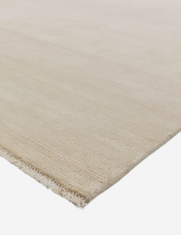 Ivory color Hand-Knotted Wool Solid Area Rug