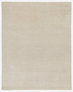 Ivory color Hand-Knotted Wool Solid Area Rug