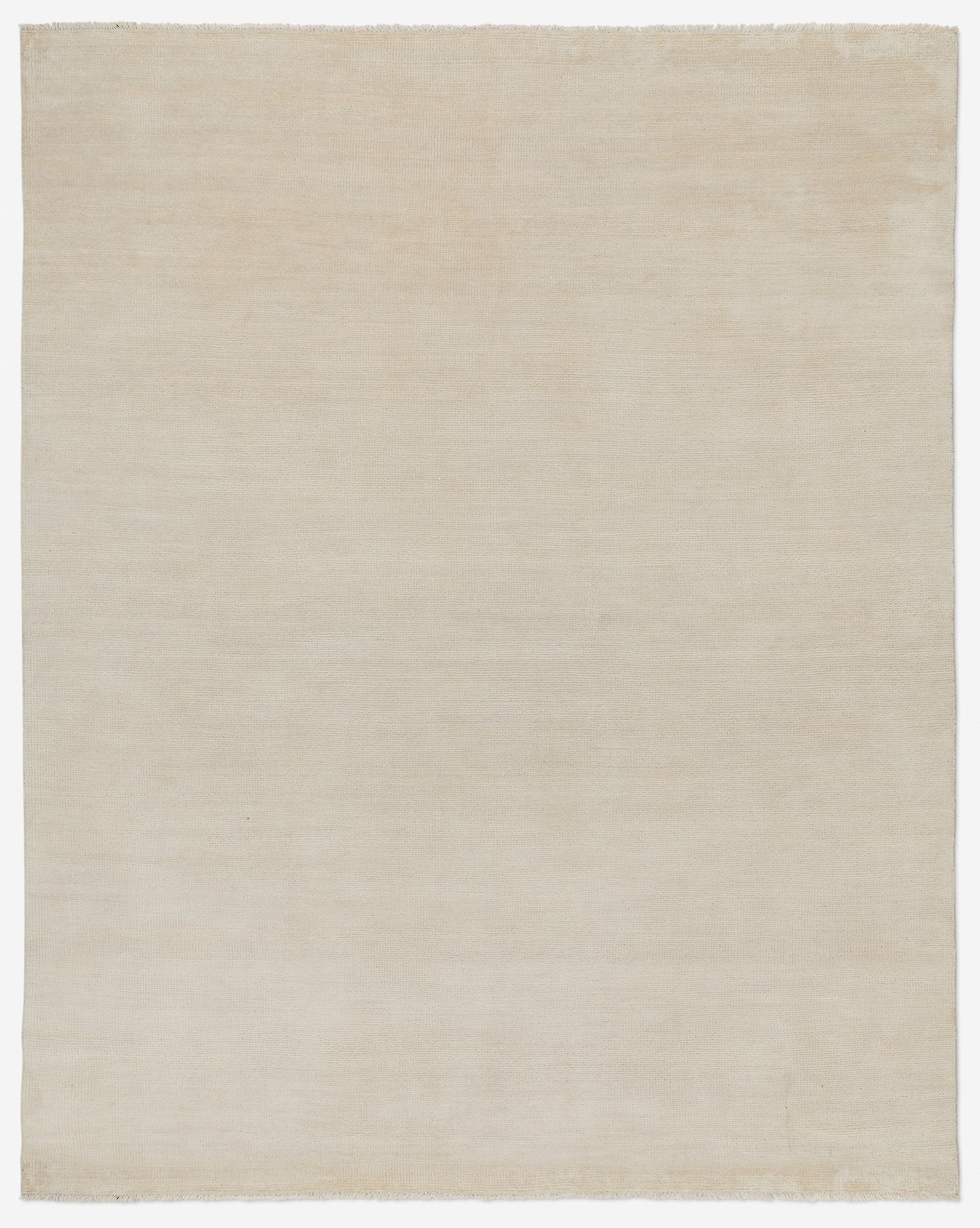 Ivory color Hand-Knotted Wool Solid Area Rug