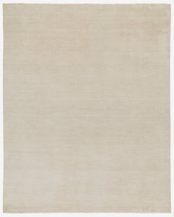 Ivory color Hand-Knotted Wool Solid Area Rug