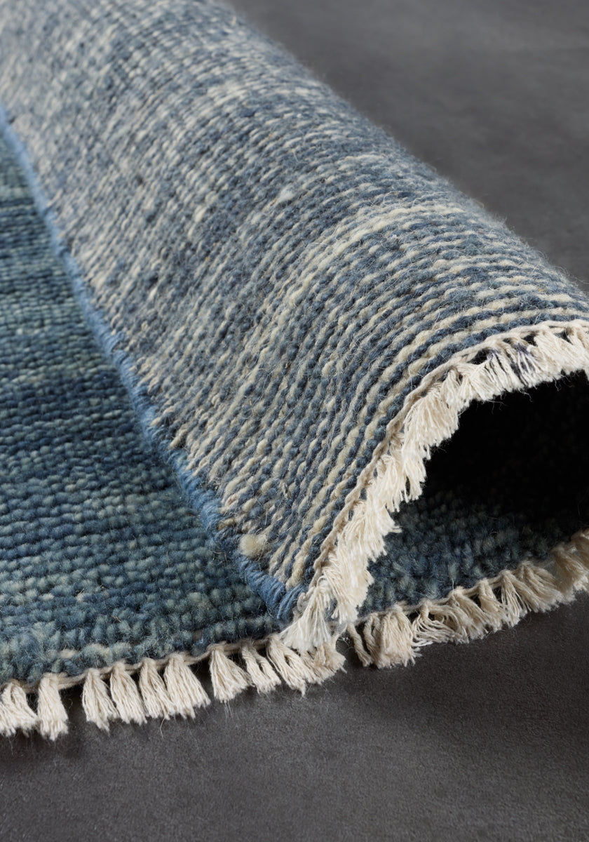 Aqua Blue Color Gabbeh Hand-Knotted Rug