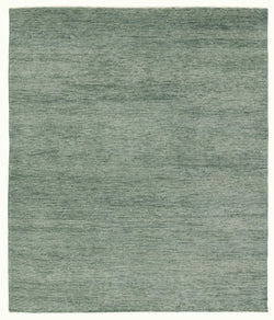 Moss Green color Hand-Knotted Wool Area Rug