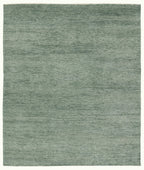 Moss Green color Hand-Knotted Wool Area Rug