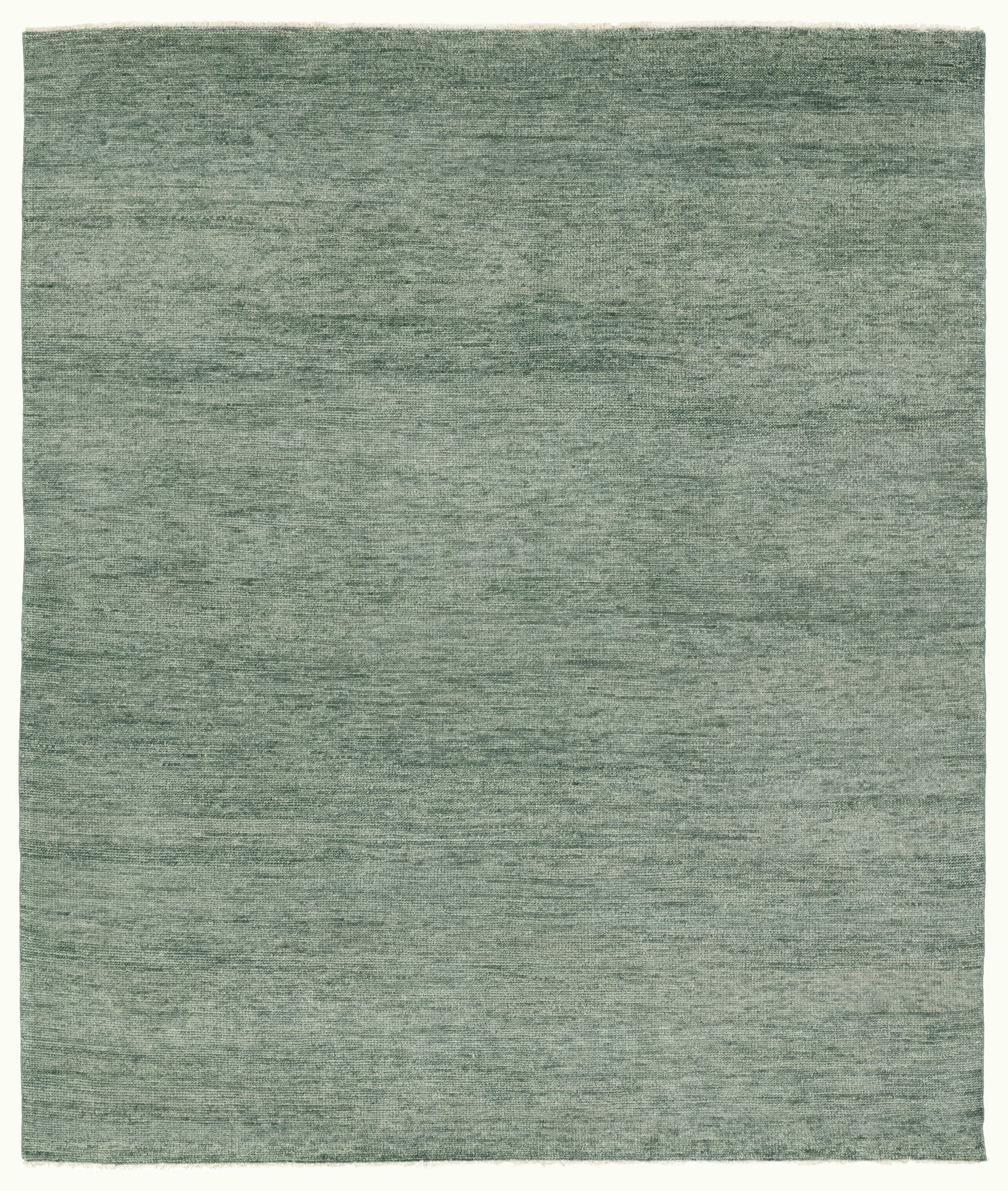 Moss Green color Hand-Knotted Wool Area Rug