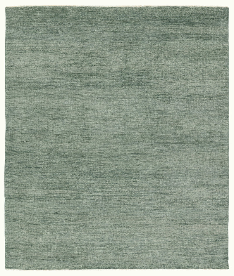 Moss Green color Hand-Knotted Wool Area Rug