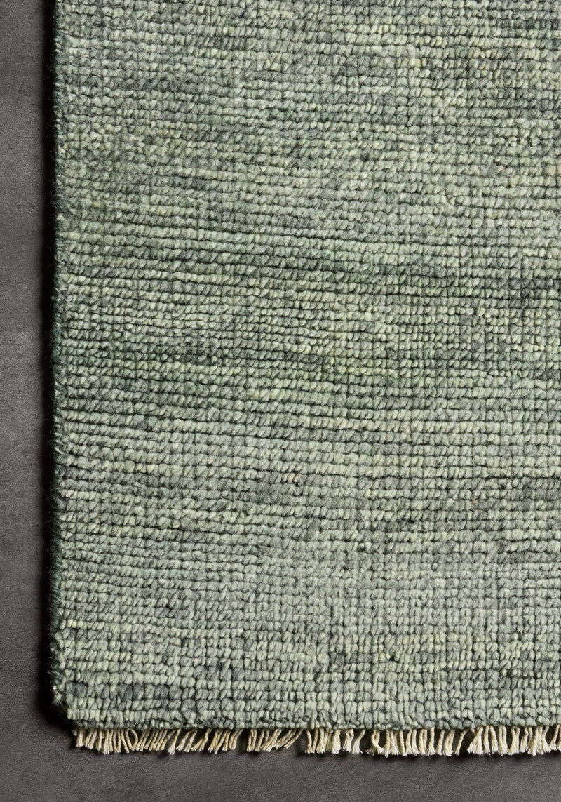 Moss Green color Hand-Knotted Wool Area Rug