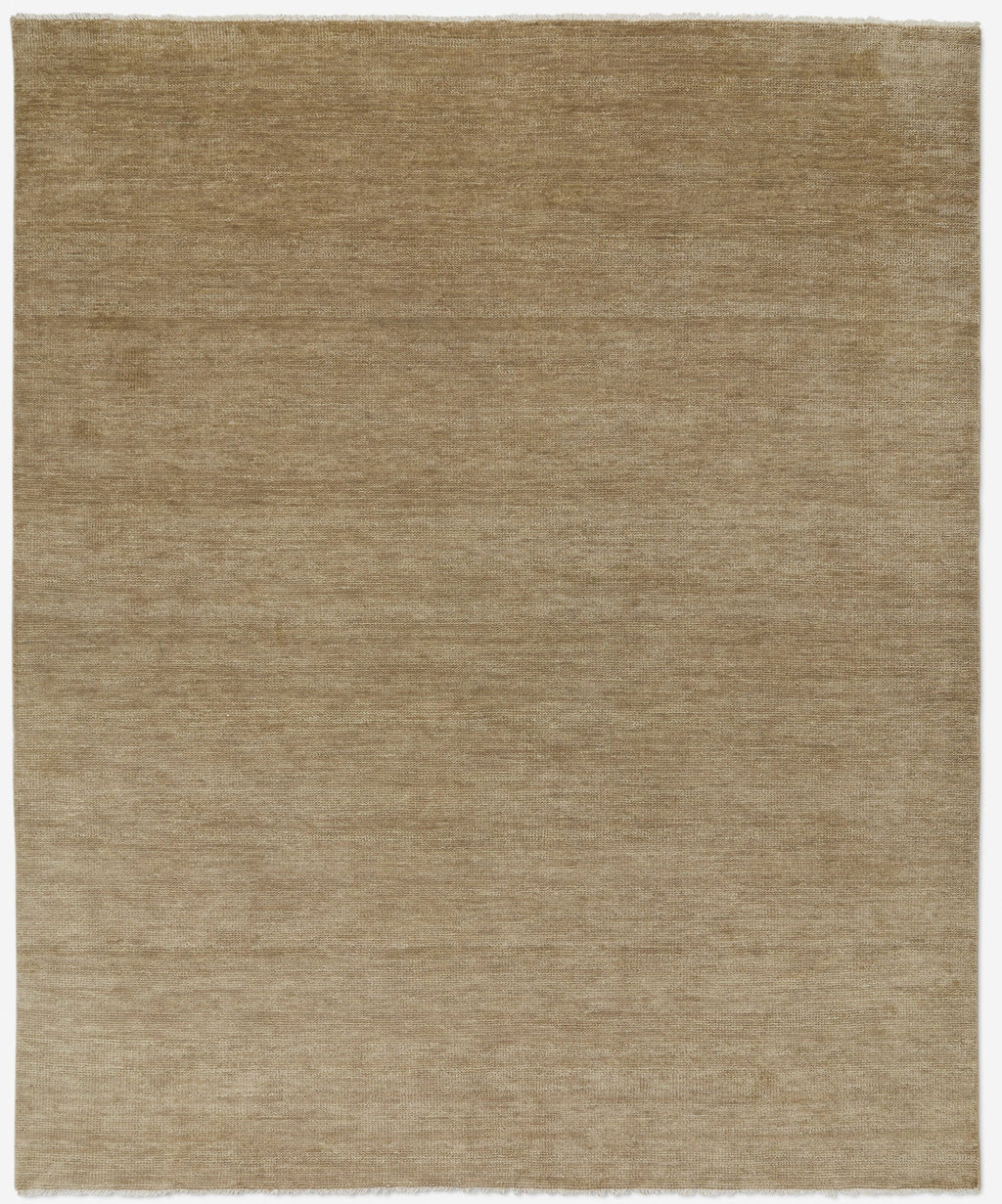 Moss Brown color Hand-Knotted Wool Area Rug