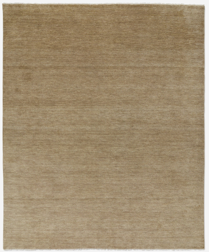 Moss Brown color Hand-Knotted Wool Area Rug