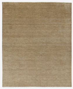 Moss Brown color Hand-Knotted Wool Area Rug