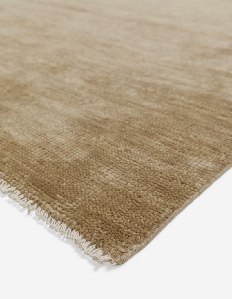 Moss Brown color Hand-Knotted Wool Area Rug