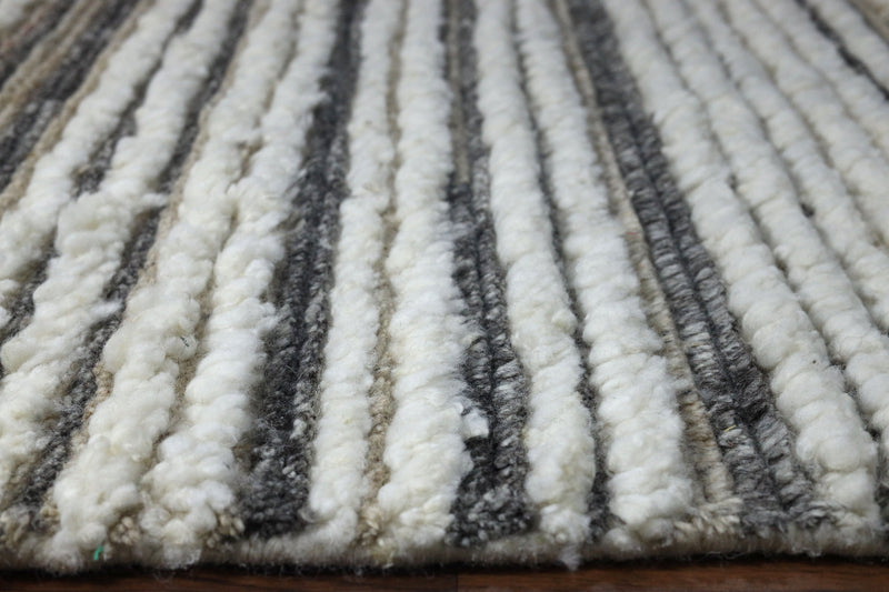 White-light Grey Moroccan Rug Hand Knotted Wool - We can Customize in any Size