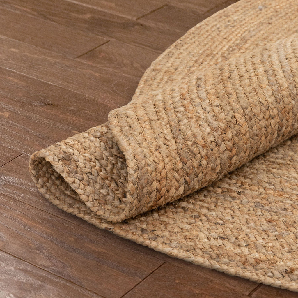 Natural hand braided bohemian jute rug