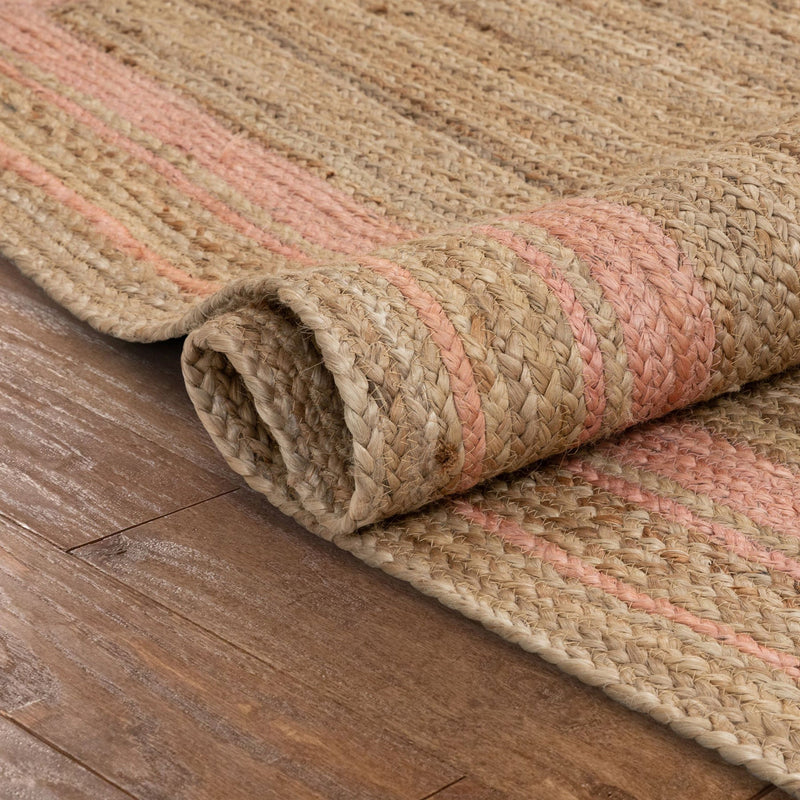 Hand braided Pink and Natural jute rug