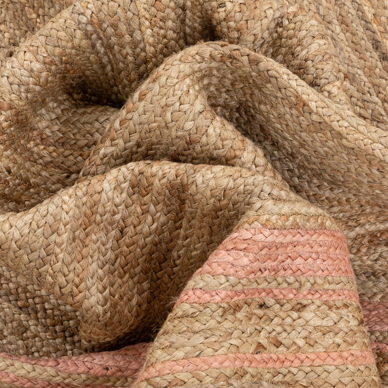 Hand braided Pink and Natural jute rug