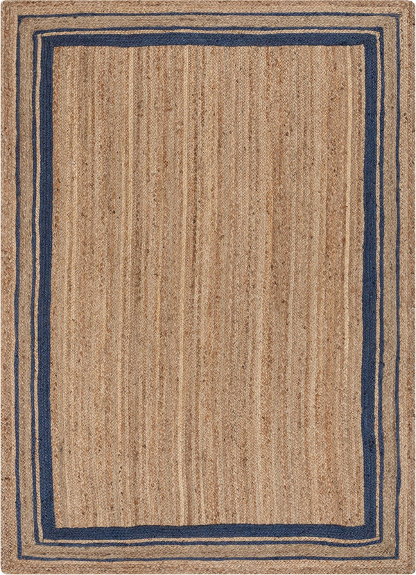 Hand braided Blue and Natural jute rug hand braided bohemian jute rug