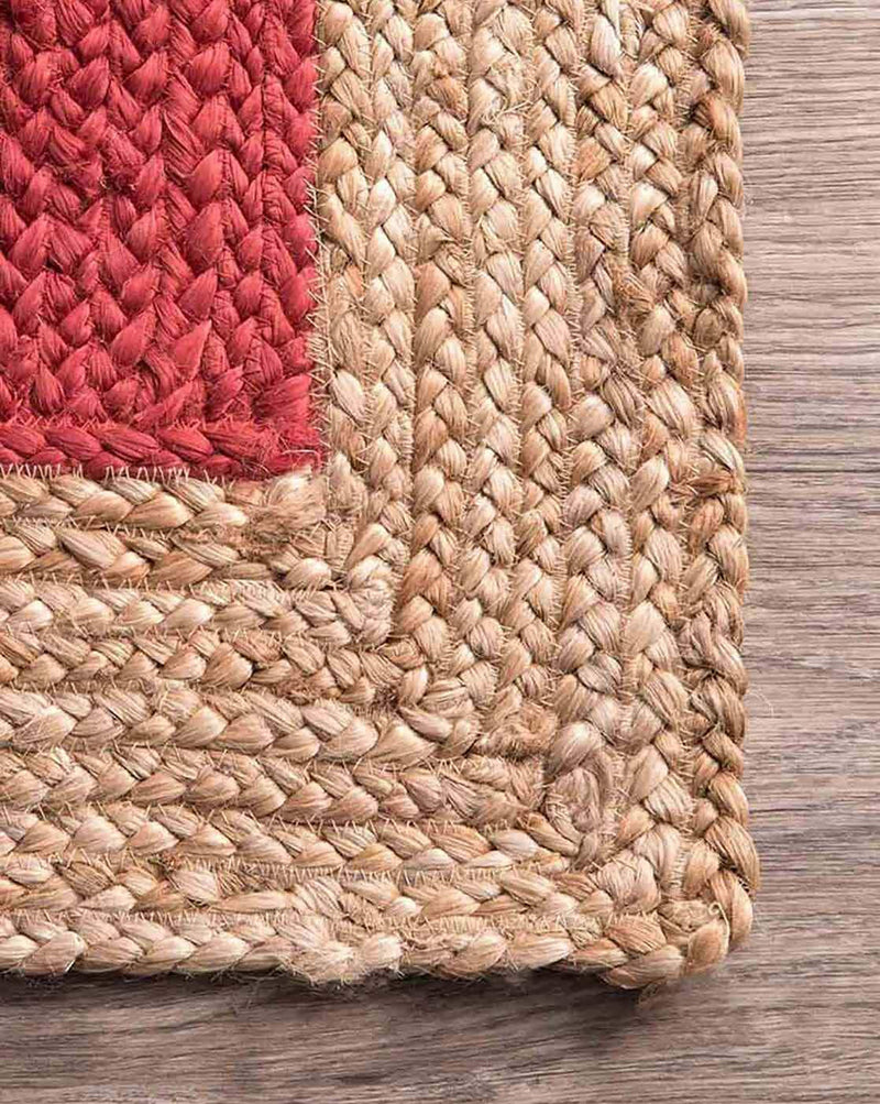 Braided Red & Natural Jute Rug