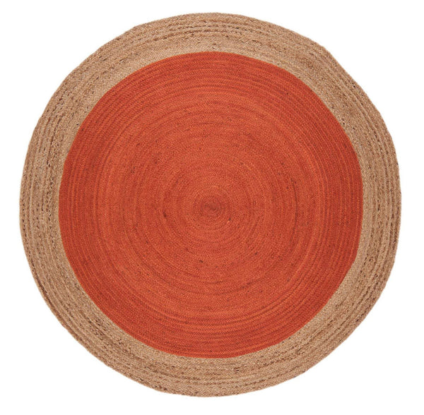 Orange & Natural Jute Round Rug