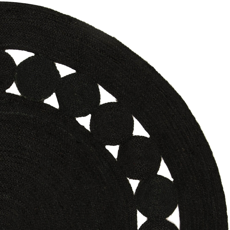 Black Jute Braided Round Rug