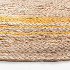 Yellow & Natural Jute Round Rug