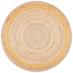 Yellow & Natural Jute Round Rug