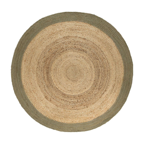 Olive Green Jute Round Rug