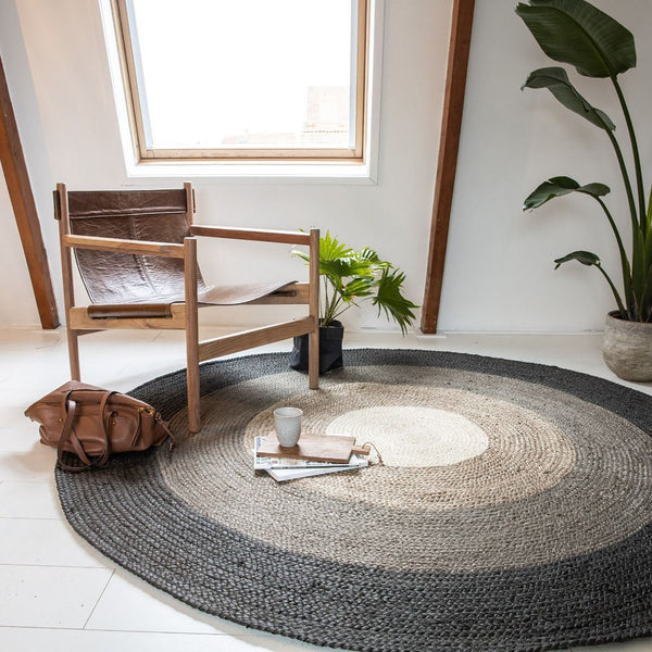 Dark Brown Jute Round Rug | Brown Jute Round Rug | ROYAL COTTAGE