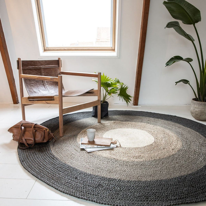 Dark Brown Jute Round Rug | Brown Jute Round Rug | ROYAL COTTAGE