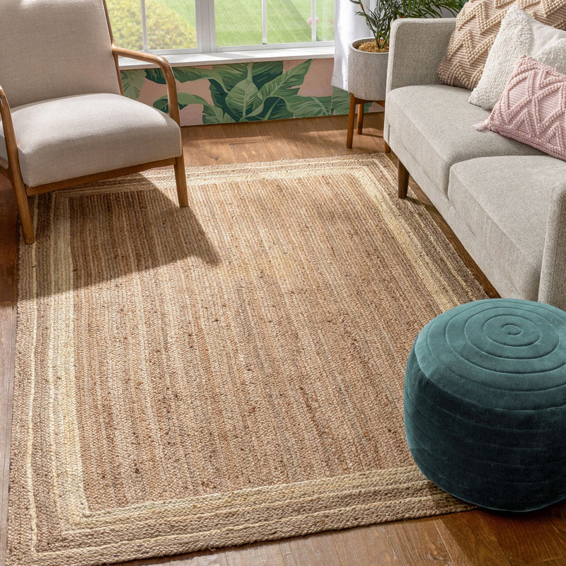 Braided Beige Jute Rug | Natural Jute Rug | ROYAL COTTAGE