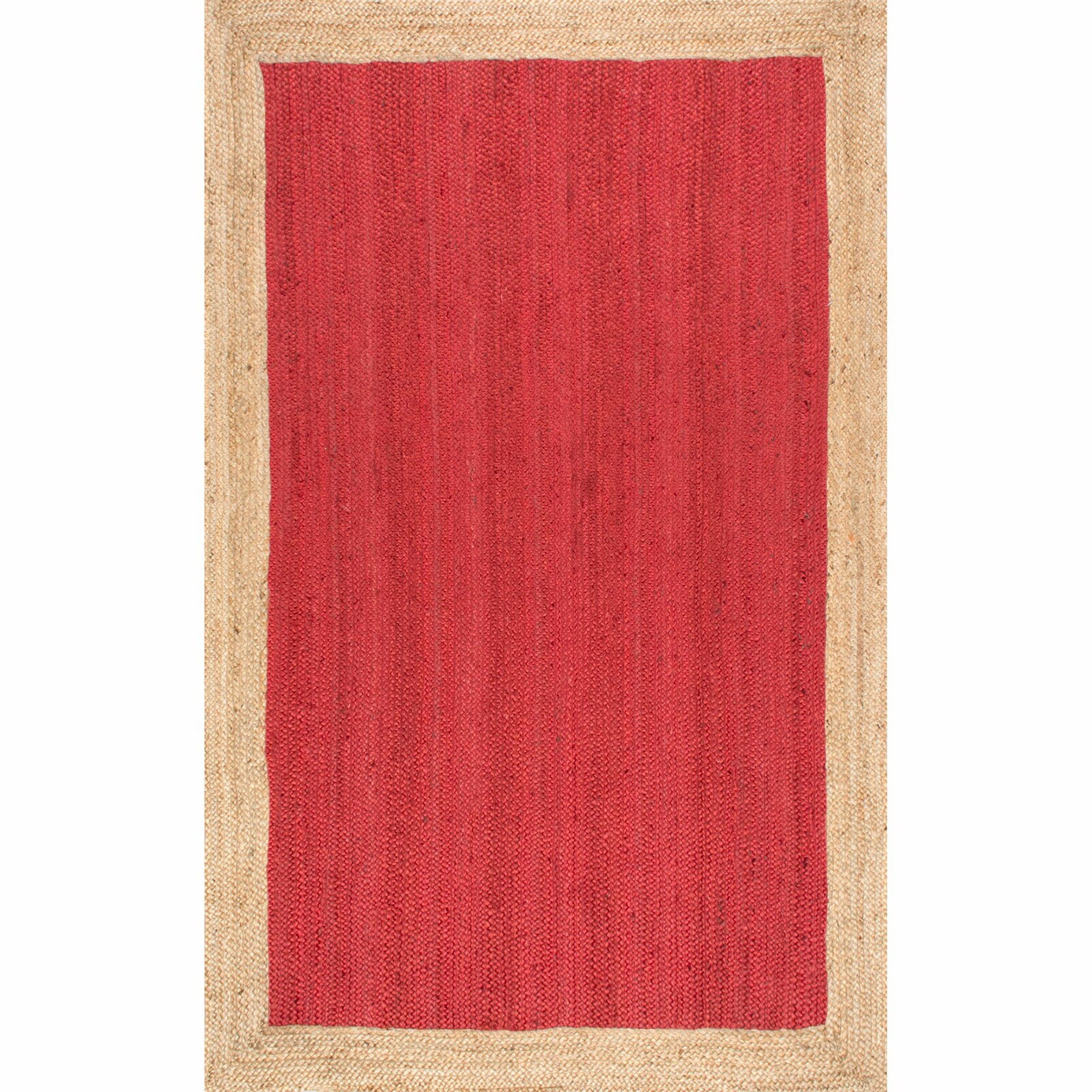 Braided Red & Natural Jute Rug