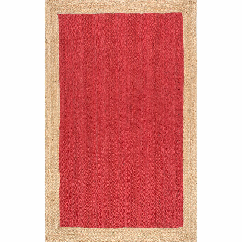 Braided Red & Natural Jute Rug