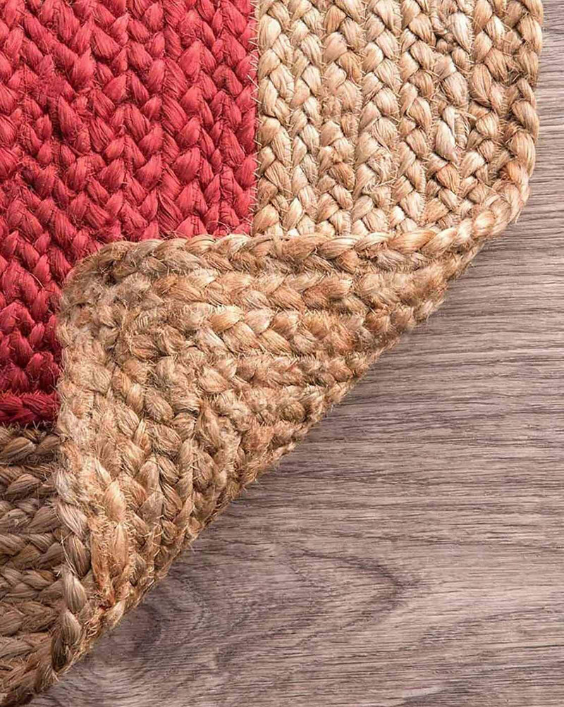 Braided Red & Natural Jute Rug