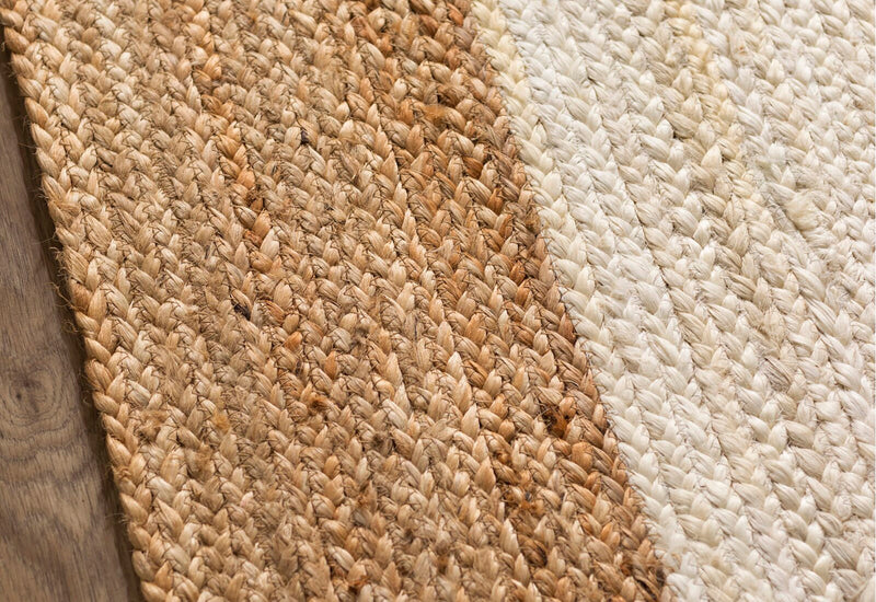 Braided White & Natural Jute Rug