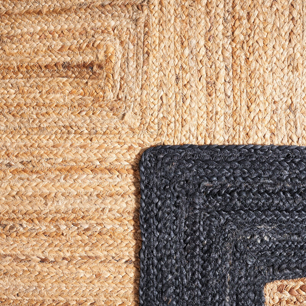 Braided Black & Natural Jute Rug