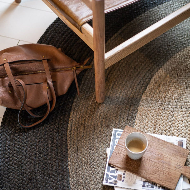 Dark Brown Hand-Woven Jute Round Rug