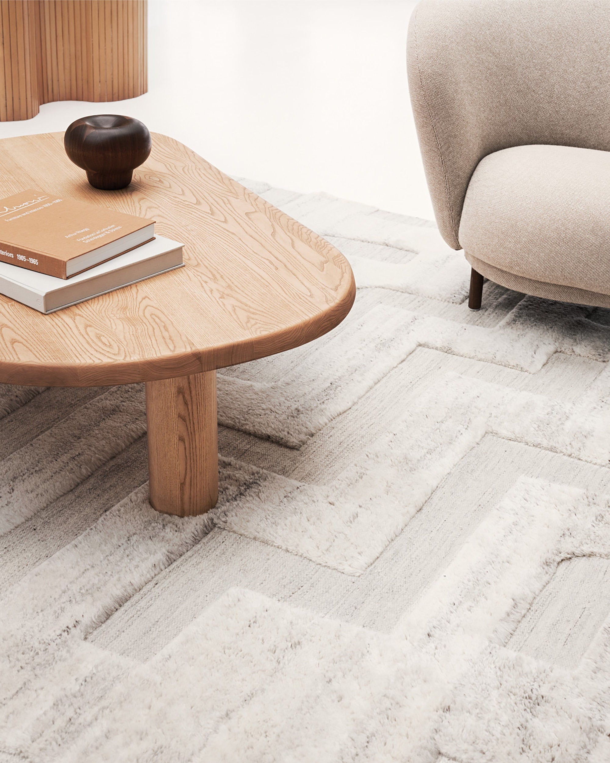 White Moroccan Hand Knotted Wool Rug