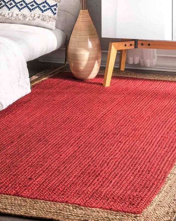 Braided Red & Natural Jute Rug