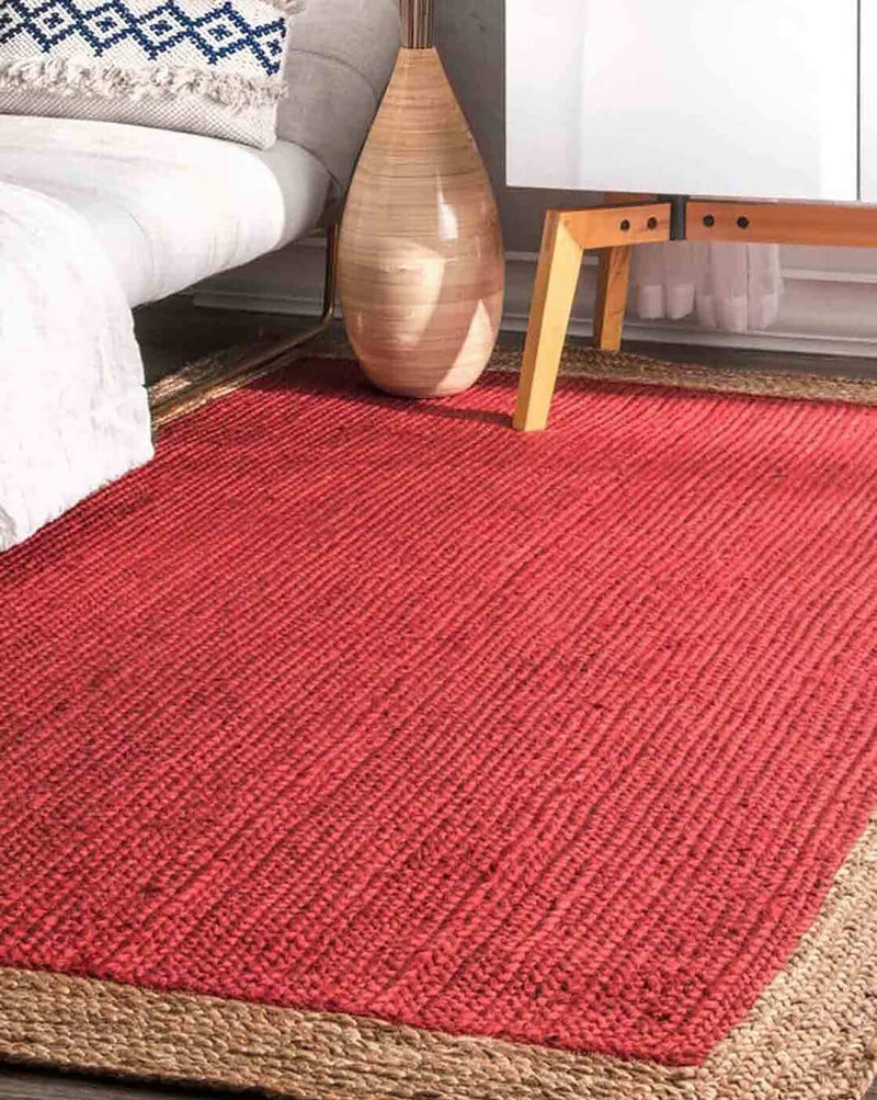 Braided Red & Natural Jute Rug