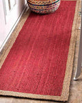 Braided Red & Natural Jute Rug