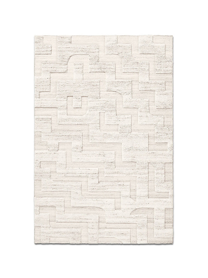 White Moroccan Hand Knotted Wool Rug