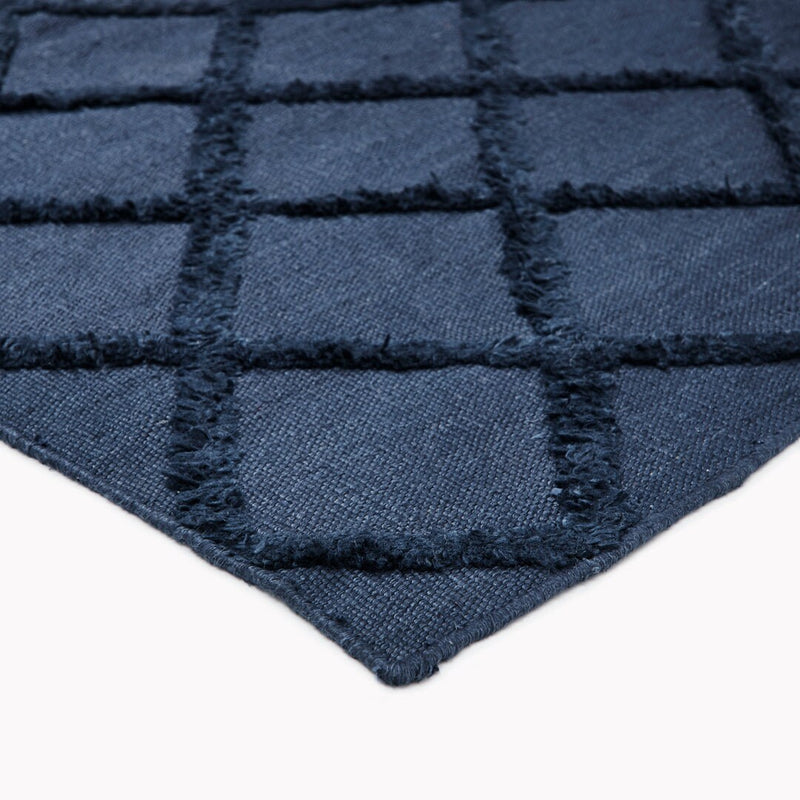 Handmade Blue Viscose Silk & Cotton Rug