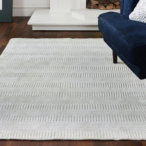 White Viscose Silk Rug