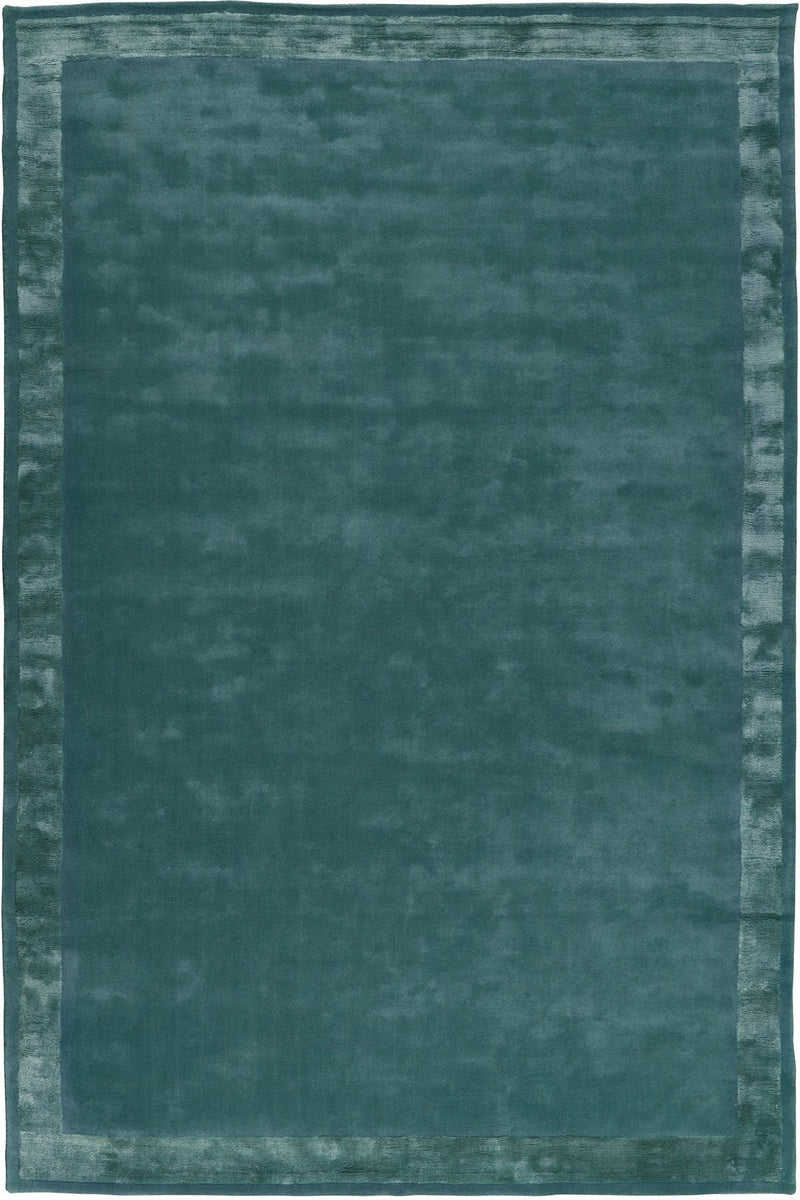 Teal Green Handmade Wool & Viscose Rug