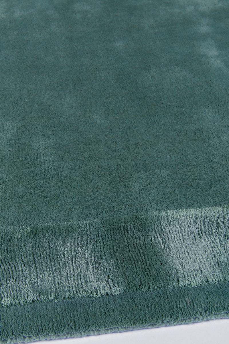 Teal Green Handmade Wool & Viscose Rug