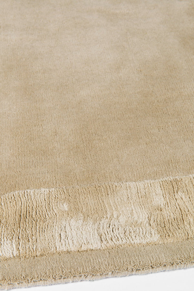 Natural Beige Handmade Wool & Viscose Rug