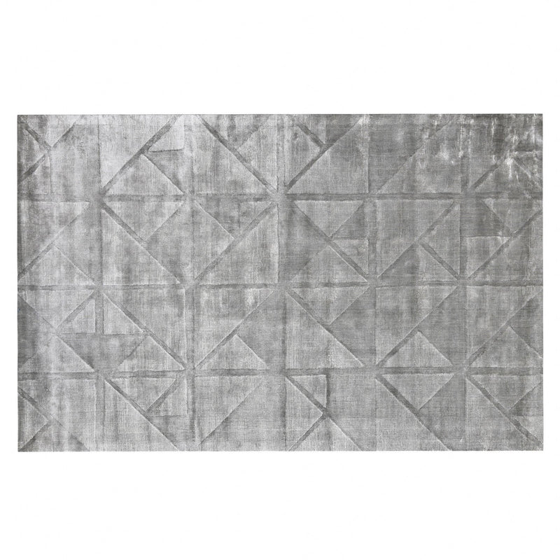 Luxury Silver Viscose Silk Blocks Rug