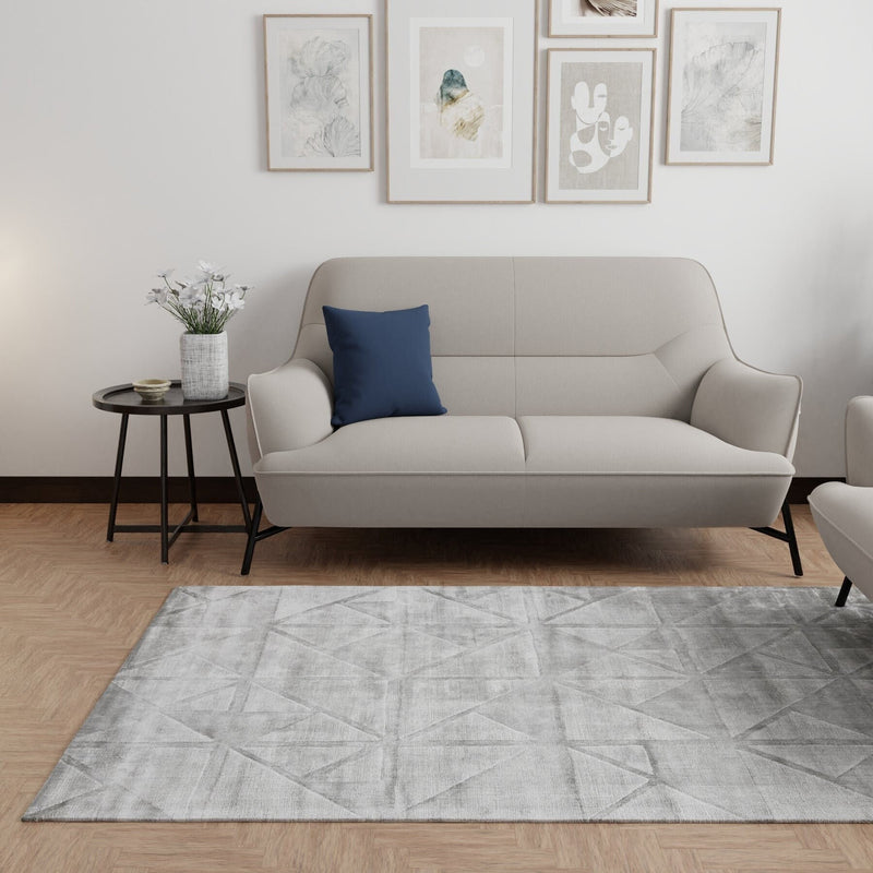 Luxury Silver Viscose Silk Blocks Rug