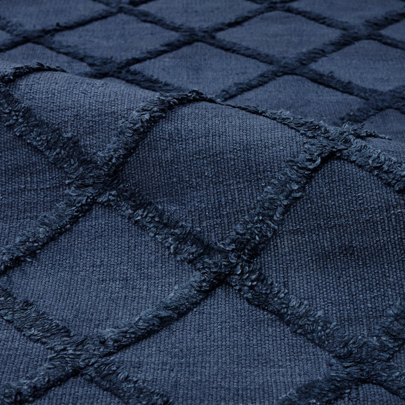 Handmade Blue Viscose Silk & Cotton Rug